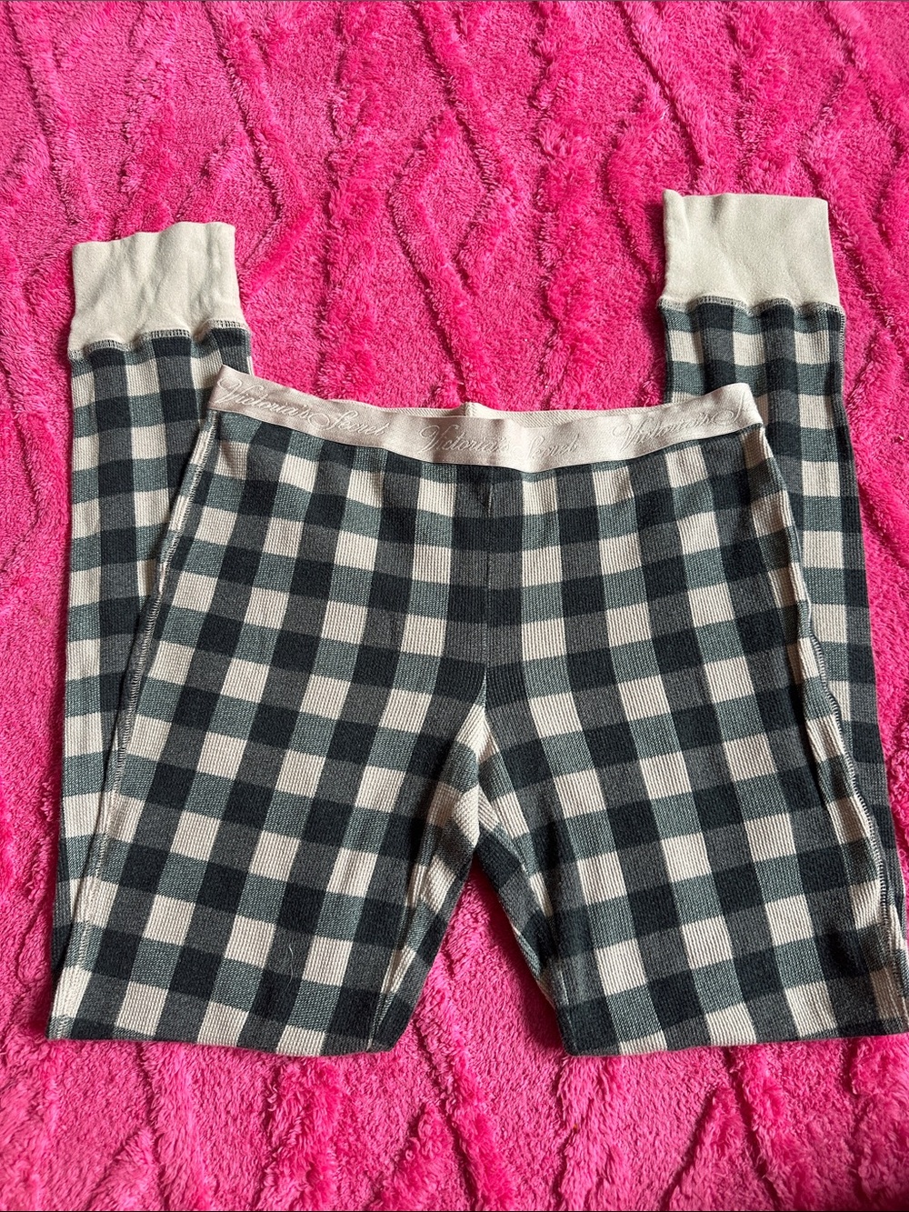 Victoria's Secret Black & Cream Plaid pj pants